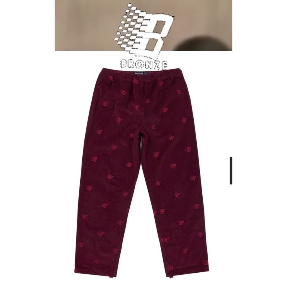 NWOT Bronze 56k Synch Cords Corduroy Pant Maroon L 32-38x31 Embroidered Logo